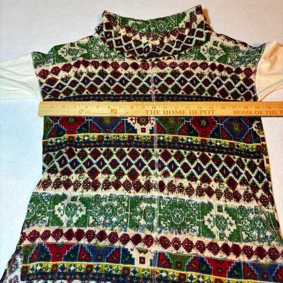 Vtg Chaps Womens Sweater Mock Neck Multicolor Geometric Knit Size Small - Picture 3 of 7